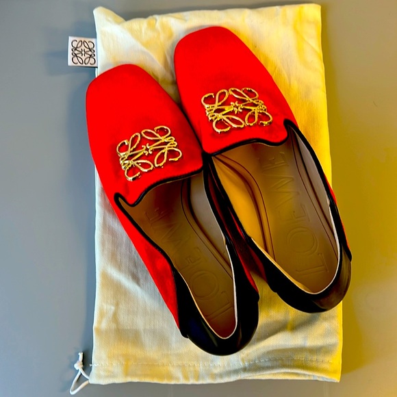 Shoes - Red Velvet Loafer with Black Kitten Heel - Size 38 - Brand New
